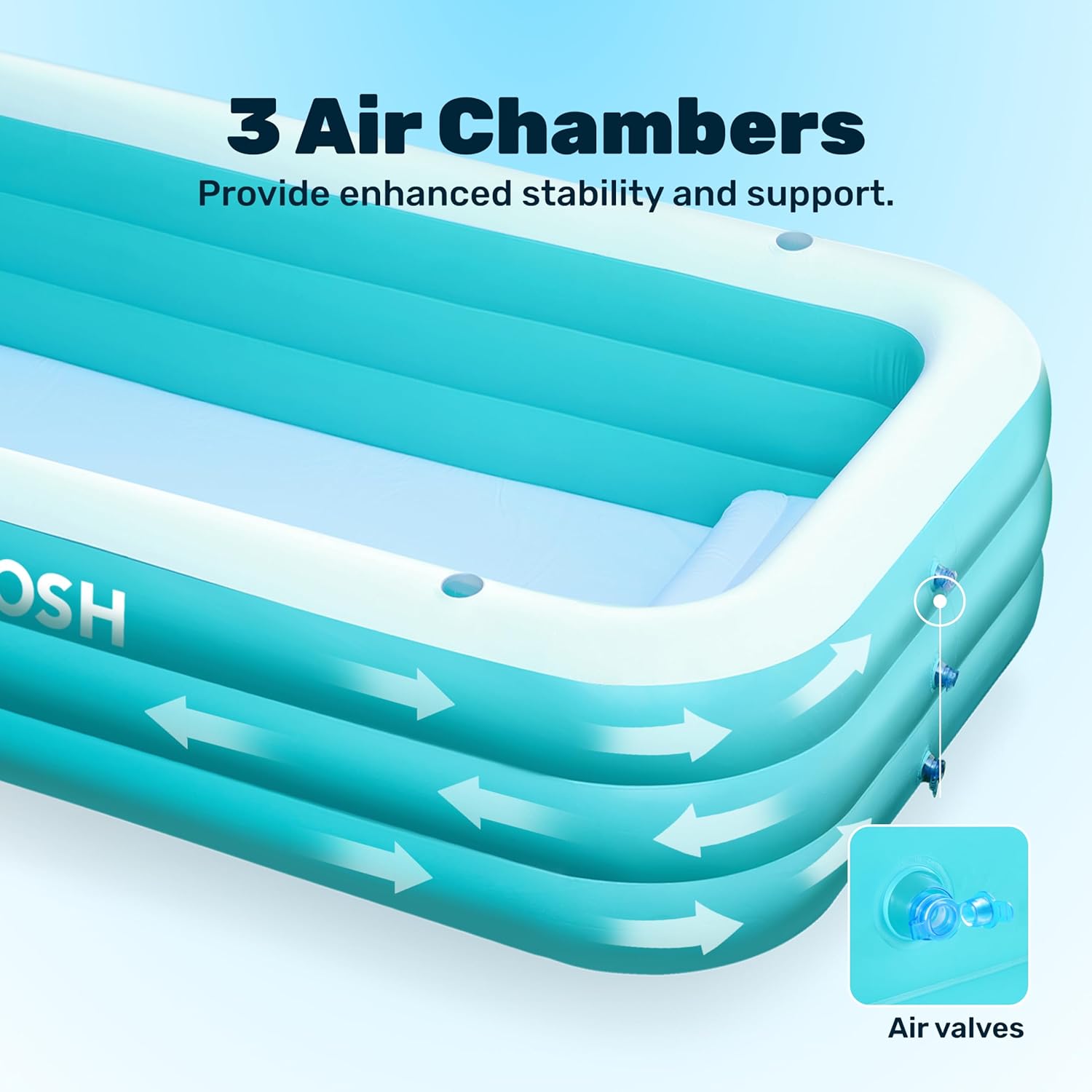 SLOOSH - piscine gonflable familiale avec sièges - 304x183x56 cm - épaisse et durable