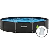 VirtuFit Piscine ronde à cadre - 366 cm - Facile à monter - Pompe filtrante et cartouche incluses...