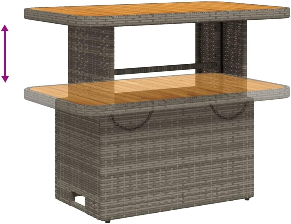 vidaXL - table basse série jardin - 85x45x45 cm - résine tressée, bois acacia