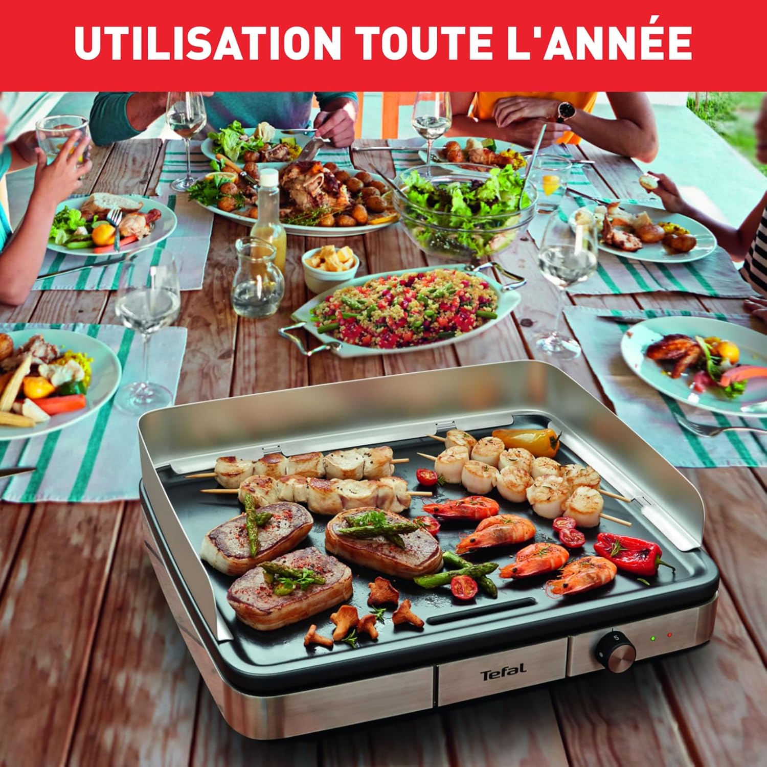 Tefal - Maxi Plancha Inox - XXL 10/12 pers. - thermostat réglable - CB690D12