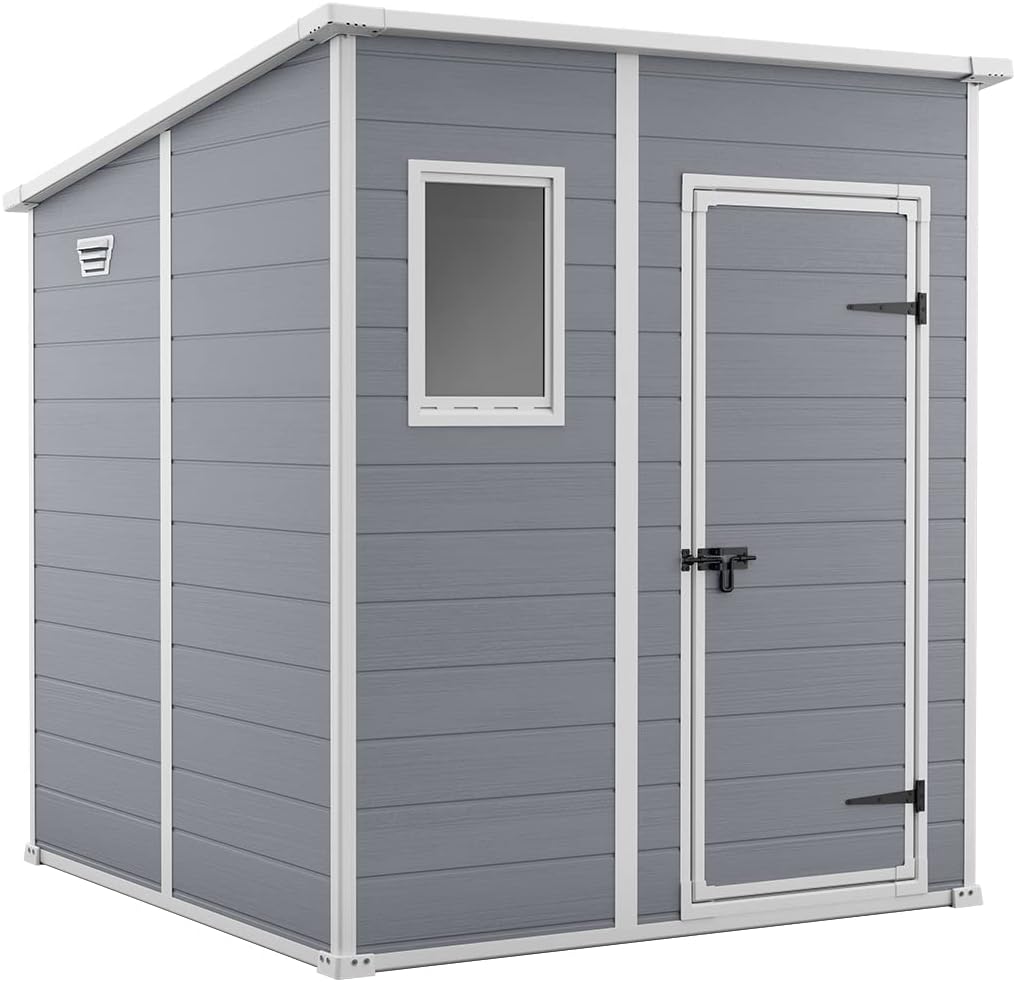 Keter Abri de rangement de jardin Manor Pent, 6 pieds x 6 pieds, gris