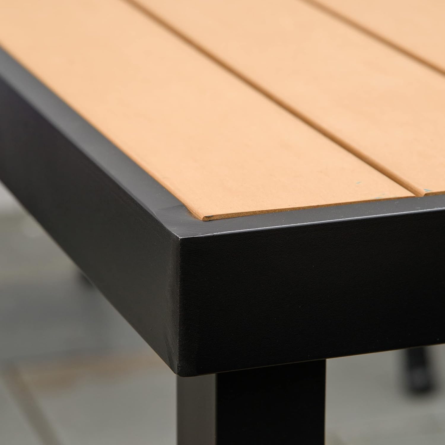 Outsunny - Table à manger jardin, 140x90x74 cm, aluminium bois naturel