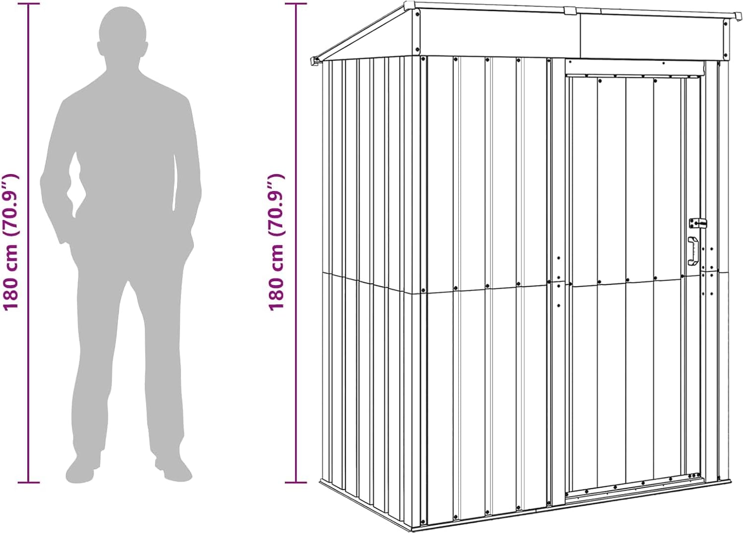 vidaXL - Cabanon de jardin - 137x81x180 cm - abri métal robuste