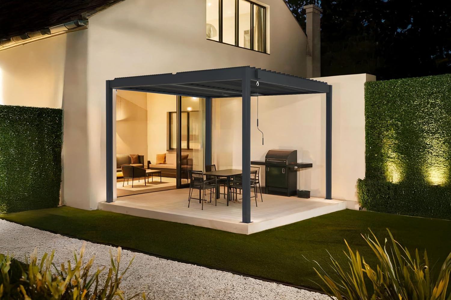 CAZEBOO - Piana - 3x3 m - Pergola bioclimatique alu, lames acier