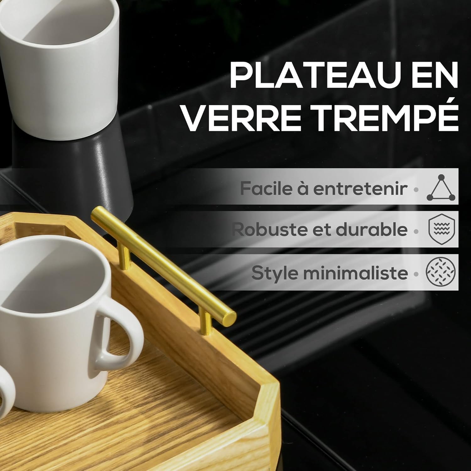 Outsunny - Table rectangulaire extérieur - 180x80x72cm - Aluminium et verre noir