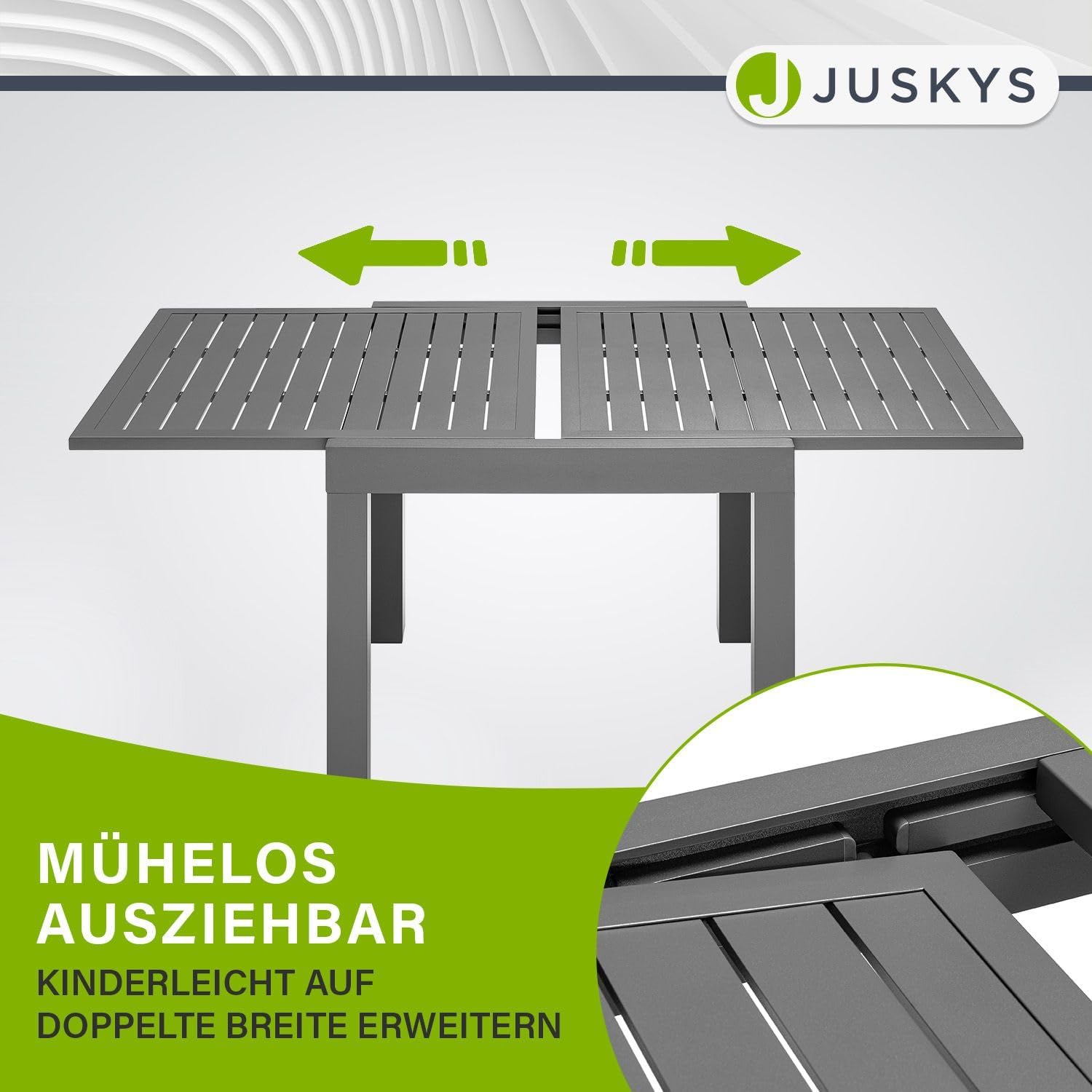 Juskys - Laki - 80x80 cm extensible - Table aluminium balcon jardin