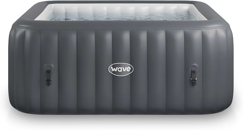 Spa Gonflable Wave | Chauffage écologique intégré | Système de Massage Aquajet | Protection antigel | Configuration Rapide en 15 Minutes (Pacific, Gris Foncé | 4 Personnes)