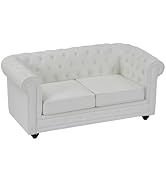 Vente-unique - Canapé Fixe 2 places Chesterfield - Similicuir - Blanc
