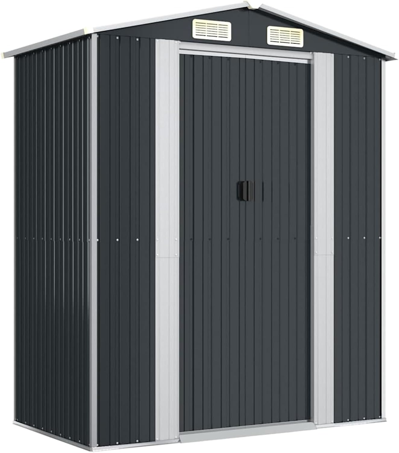 Homgoday Grand Abri de Jardin en Métal Gris Anthracite - Stockage Extérieur Spacieux et Ventilé