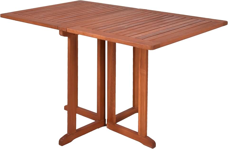 Spetebo - Table de balcon rectangulaire 120x70cm - bois d'eucalyptus FSC, pliable