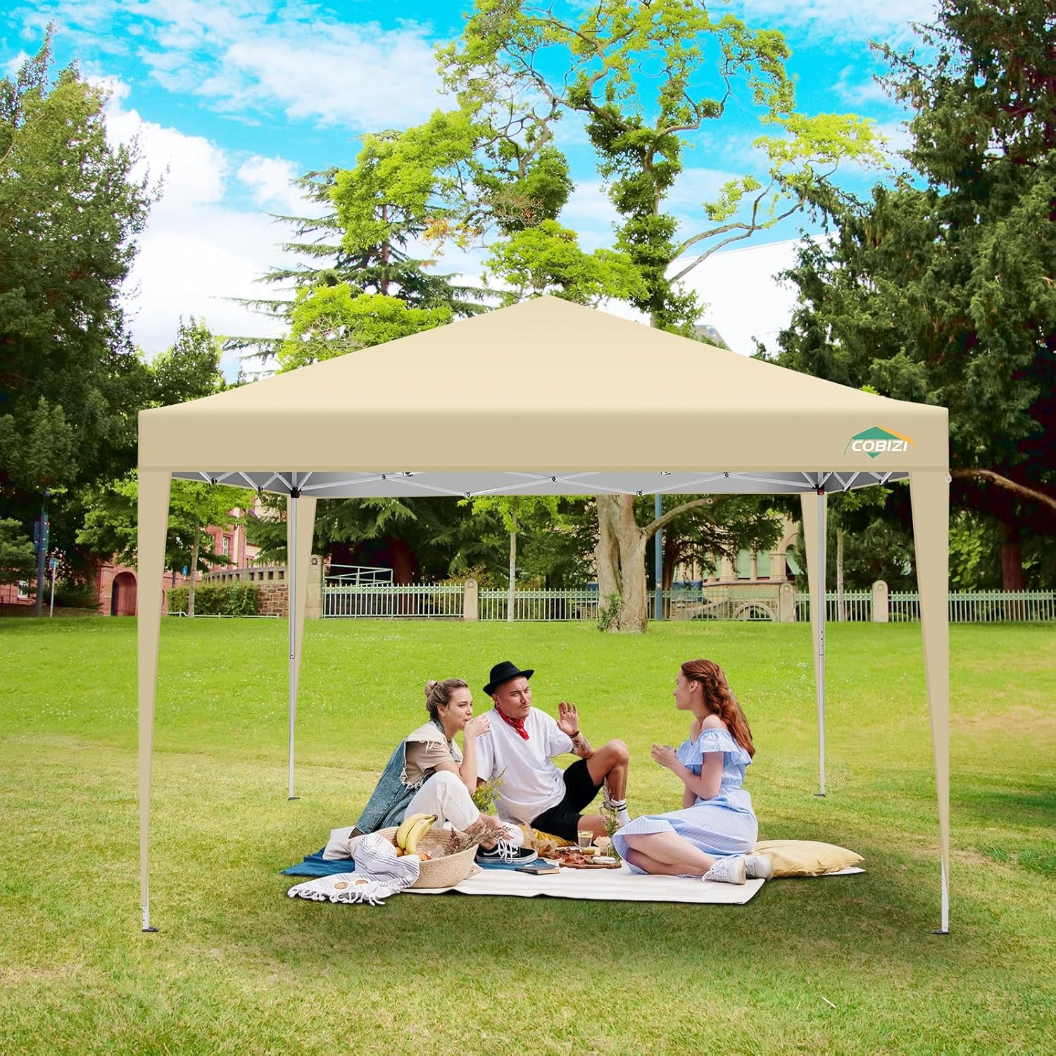 COBIZI - tonnelle de jardin 3x3m, 4 panneaux amovibles, imperméable, anti-UV