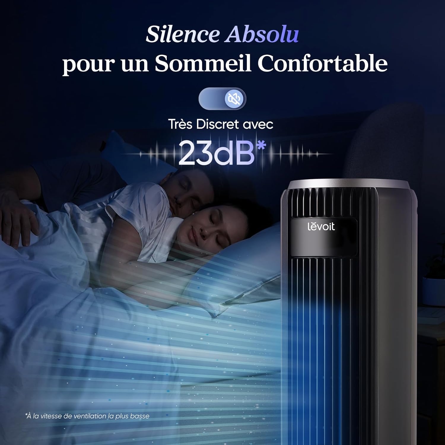 LEVOIT Ventilateur Colonne Silencieux, 5 Vitesses 4 Modes de Vent,Télécommande, Minuterie 12h, Oscillant à 90° avec 7m/s, 33W Économie, avec Mode Veille pour chambre, Noir Gris