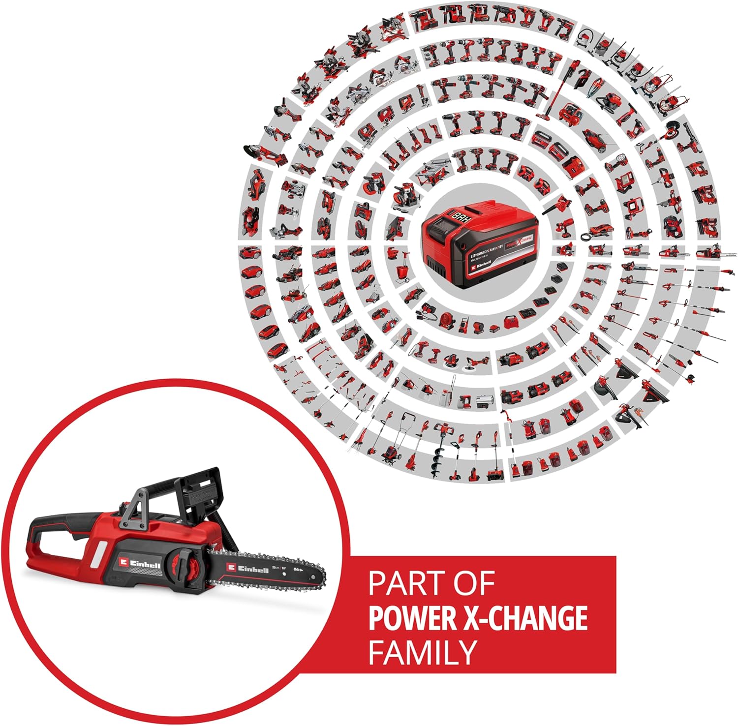 Einhell - GE-LC 18/25 Li BL-Solo - 22,5 cm - tronçonneuse sans fil, moteur Brushless, lubrification auto, 18V, GE-LC 18/