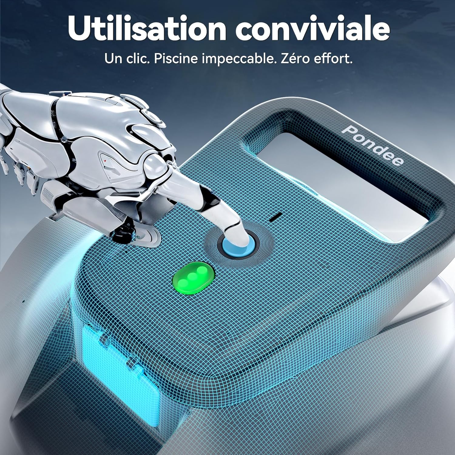 Pondee - X1 série - 80 m² - robot piscine sans fil, 120 min autonomie, X1