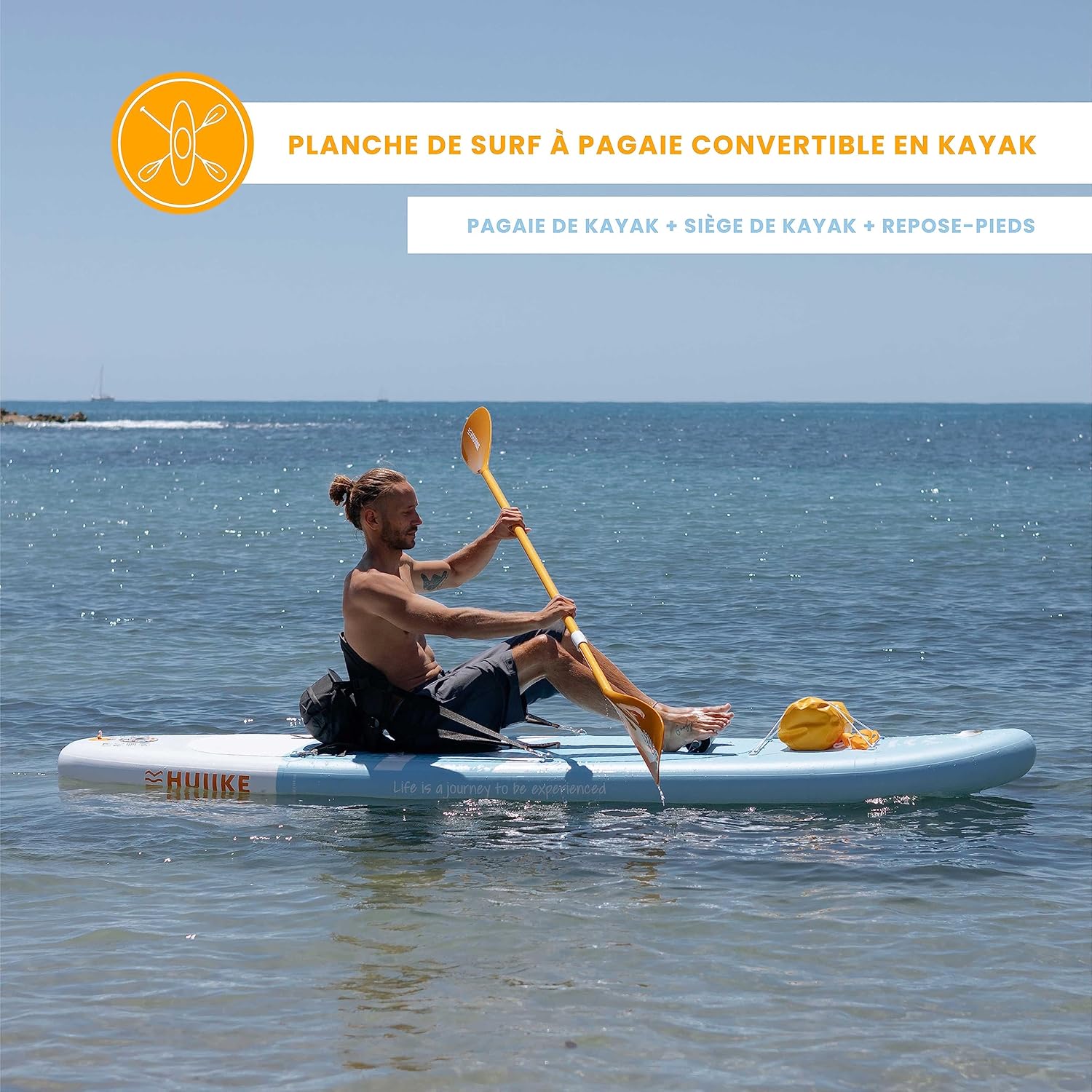 HUIIKE Paddle Gonflable Adulte avec Accessoires Inclus, Pagaie, Ailerons, Pompe. Planche de Stand Up Paddle Grande Stabilité et Résistance. 305 x 84 x 15 cm, Jusqu'à 130 kg