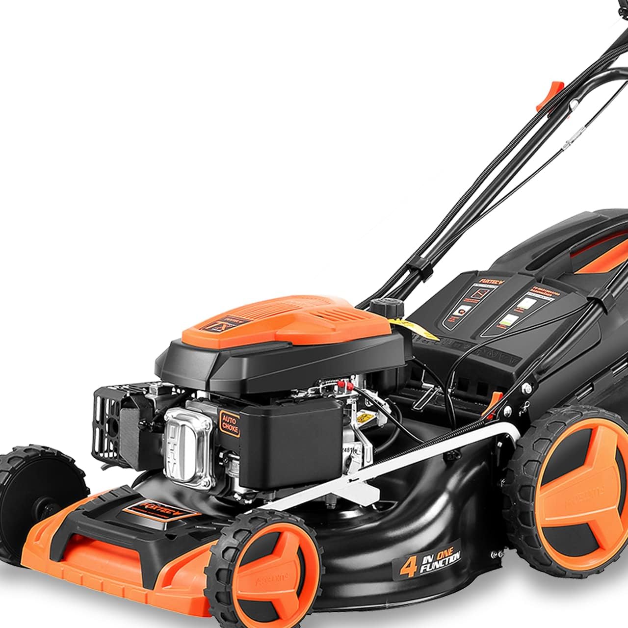 FUXTEC - tondeuse thermique série Pro - 51cm - démarrage électrique, vitesse réglable, autotractée, mulching, bac 60L - 