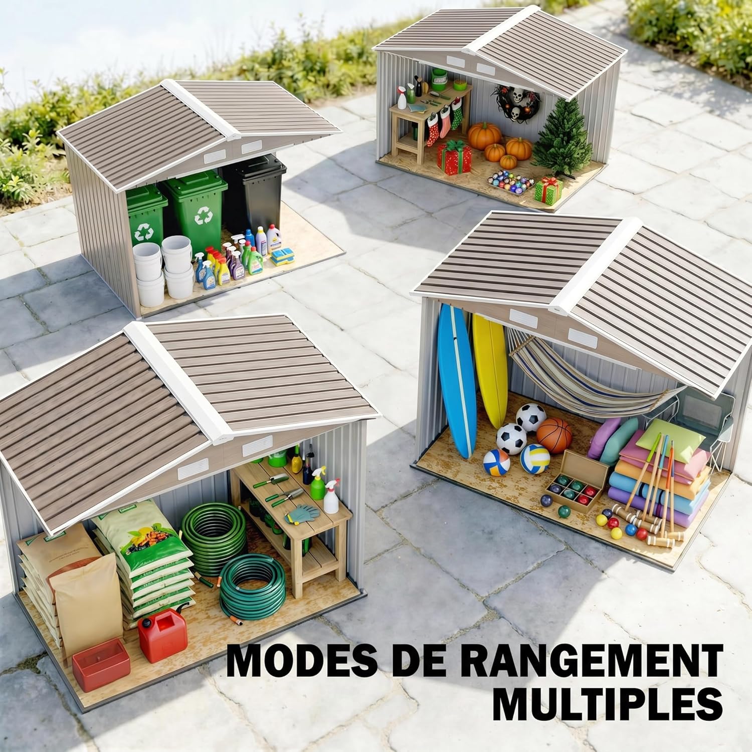 Outsunny - abri métal 2,77m², 213x130x185cm, porte coulissante, 4 aérations