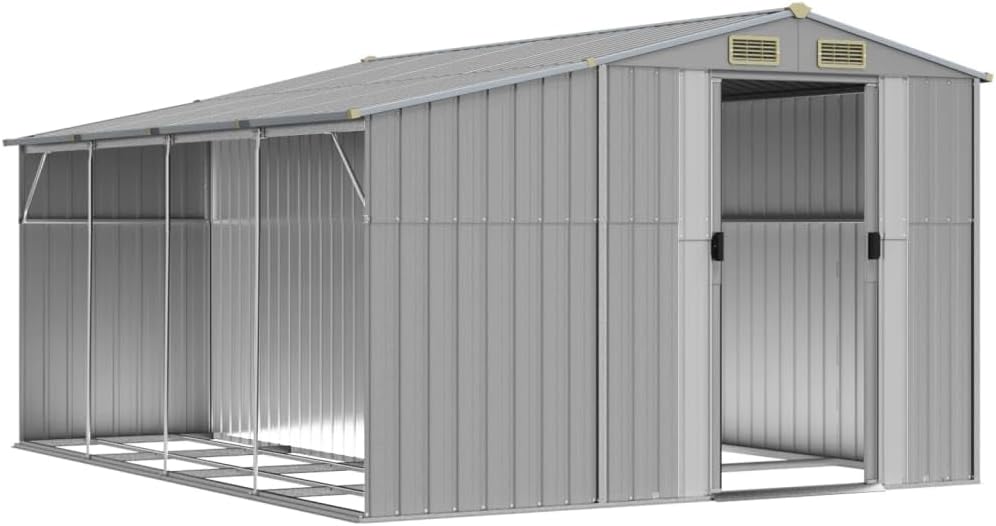 vidaXL Abri de Jardin Gris 277x365,5x179 cm Acier galvanisé
