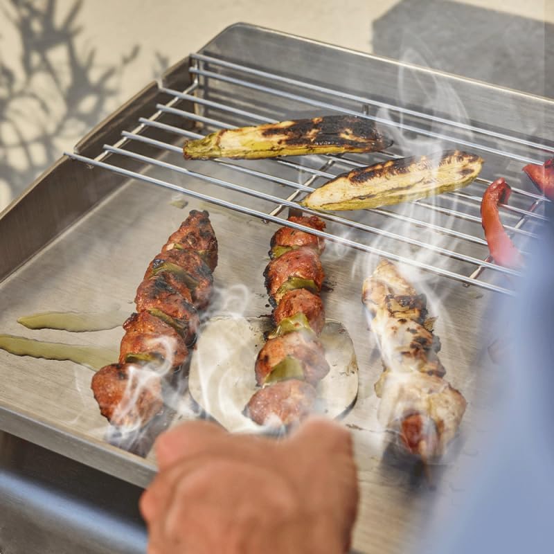 Brasero - Silvia EVO - 84x34 cm - 4 feux inox, grille, tiroir graisse, 10,6 kW