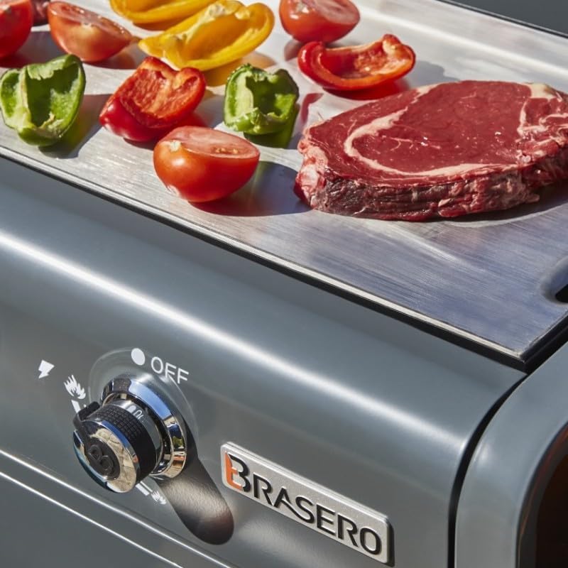 Brasero - Plancha Lola sur chariot, 88x35,5cm, 4 brûleurs gaz, 9,6kW