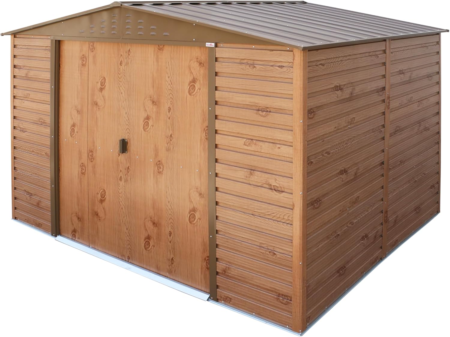Duramax Alpine 10 x 8 (7,82 m²) Abri de Jardin en métal avec Base, Acier galvanisé à Chaud, Structure de Toit renforcée, Abri de Jardin sans Entretien et résistant aux intempéries, Grain de Bois
