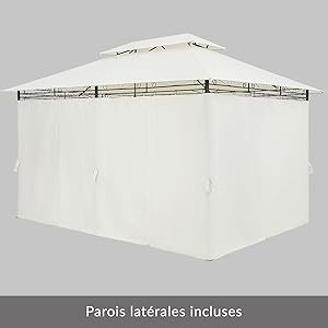 pavillon tonnelle jardin autoportante paroi parois latérlaes chapiteau anniversaire réception 3x4m