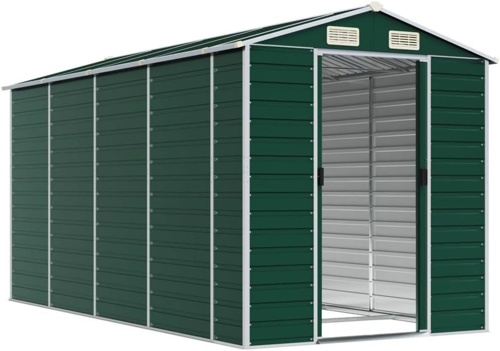 vidaXL Abri de Jardin Vert 191x385x198 cm Acier galvanisé