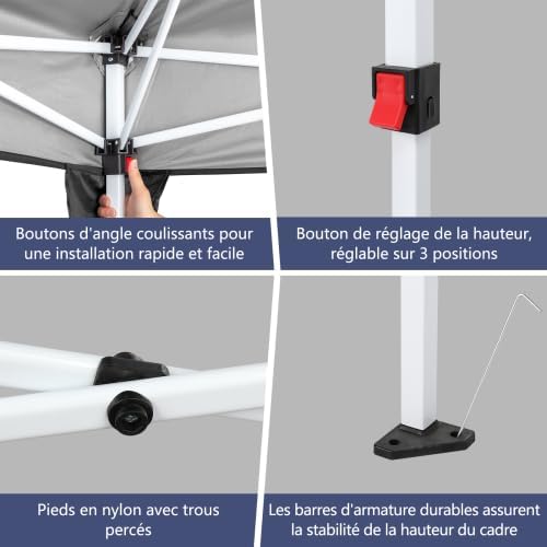 Bonnlo - Tonnelle pliante série jardin - 3x6m - imperméable, installation rapide, sac inclus.