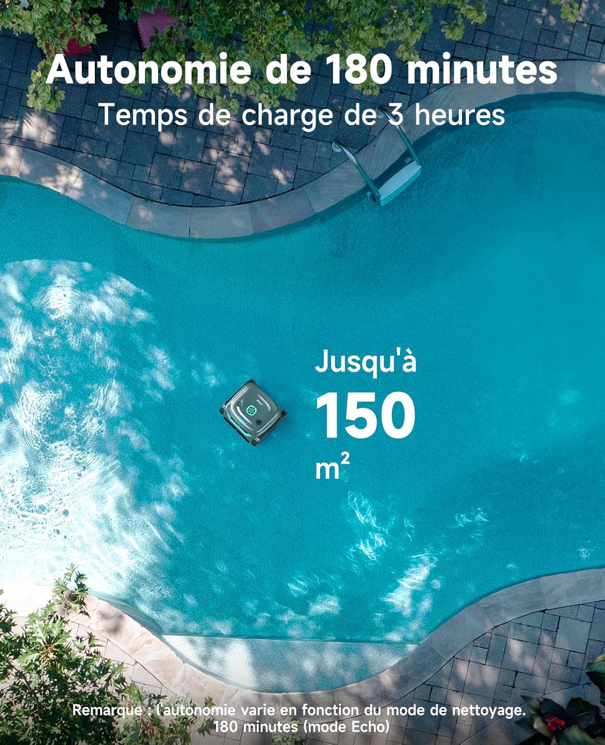 WYBOT C2 Robot Piscine sans Fil, Double Filtration, 3 Moteurs, Aspiration Puissante, Nettoyage Fond et Parois & Ligne d'eau, 180 Min, pour Piscines Enterrées 150㎡, App(Vert Gris foncé-Vert)