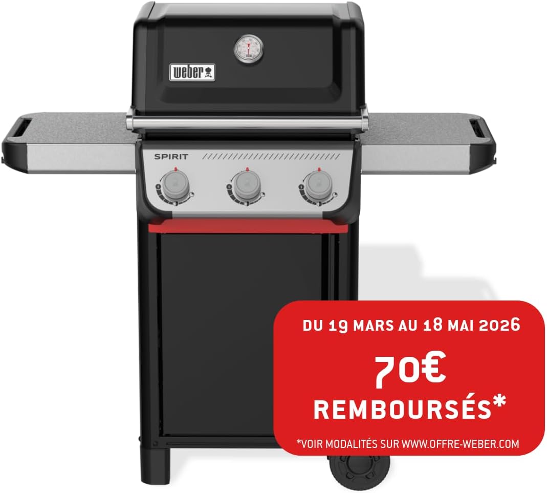 Weber - Spirit E-310 - 51 x 46 cm - 3 brûleurs, grille chaleur uniforme, roues durables