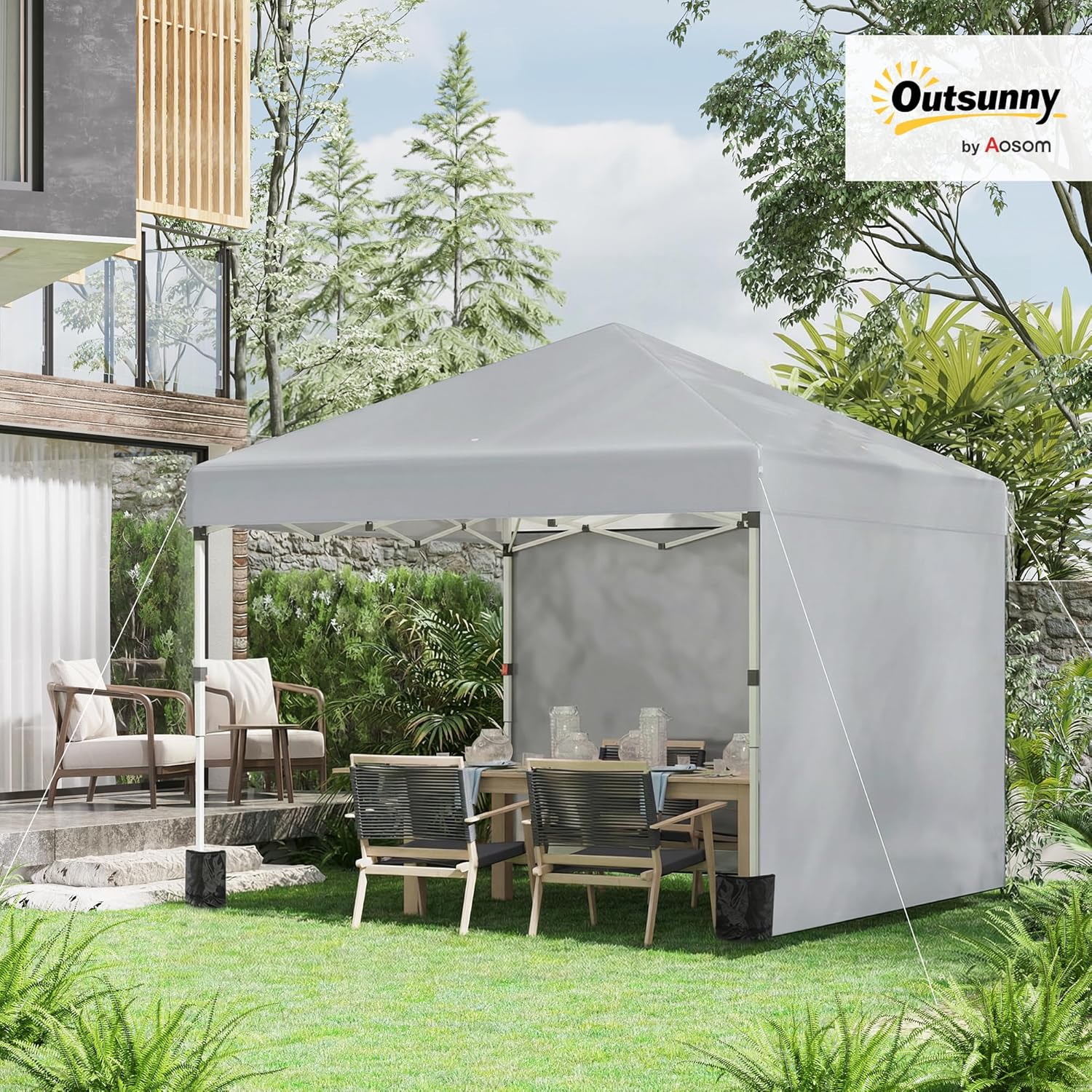Outsunny - tonnelle pop-up réglable UV30+ 297x297x288cm - 2 parois, sac inclus