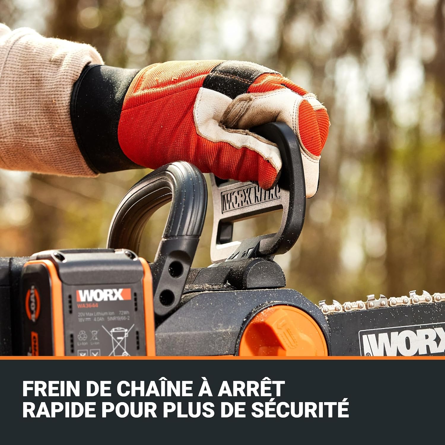 WORX - tronçonneuse sans fil 20V, guide 30cm, moteur brushless, WG350E.9