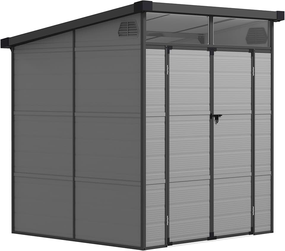 Outsunny - Abri de jardin polypropylène - 190x191x215 cm - double porte fenêtre aérez, gris clair