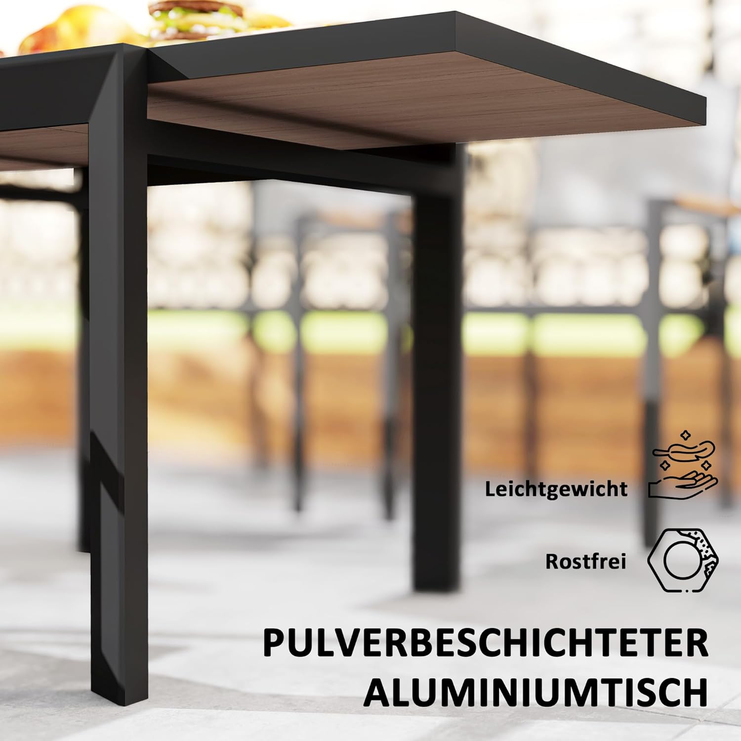 Outsunny - Table extensible aluminium - 80/160x80 cm - résistante, antidérapante, usage extérieur