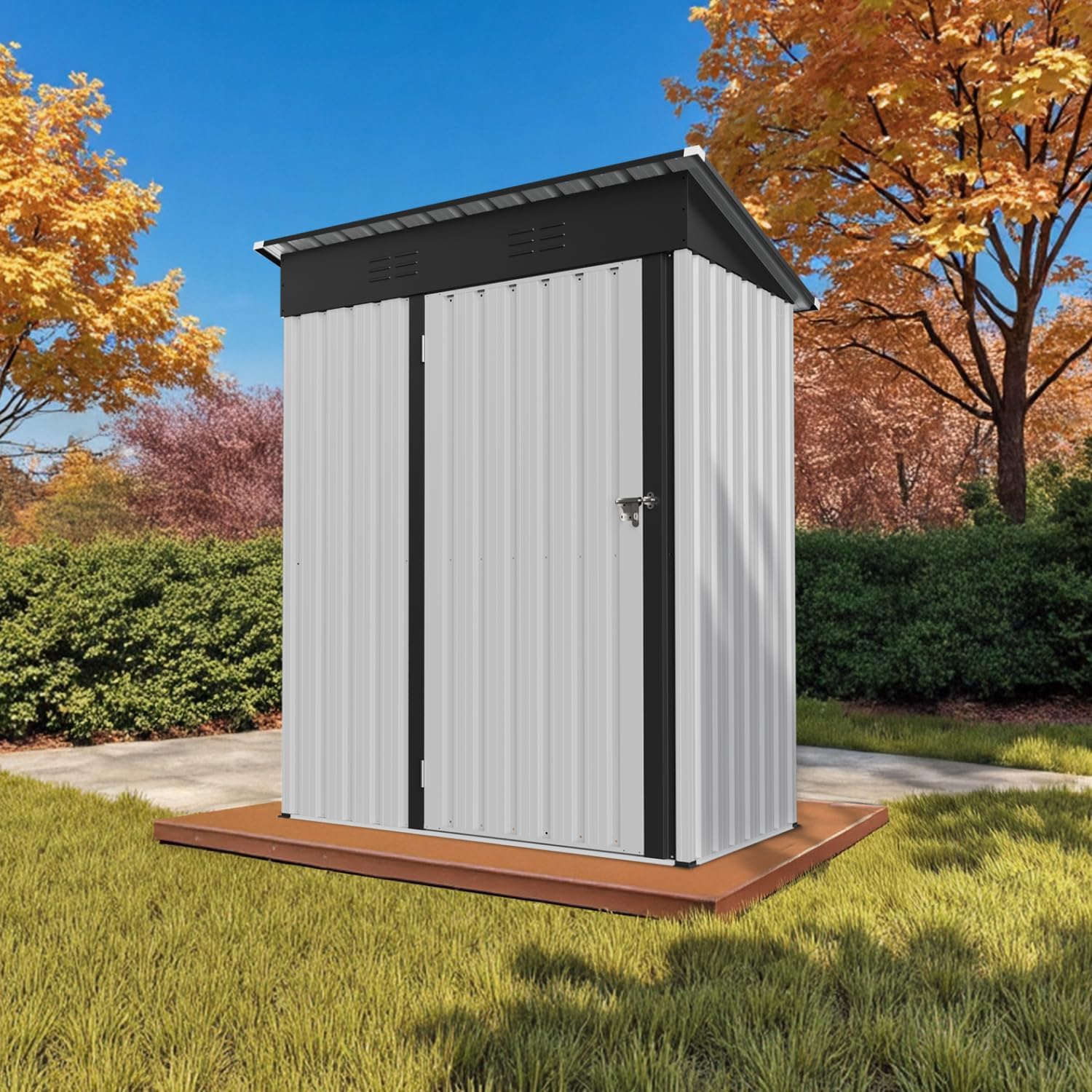 Abri de Jardin Métal – Cabane/Cabanon de Jardin Extérieur pour Outils, Vélos ou Moto – Abri Jardin Résistant aux Intempéries avec Grande Ouverture de Porte (Blanc, 153 × 75 × 180.5 cm)