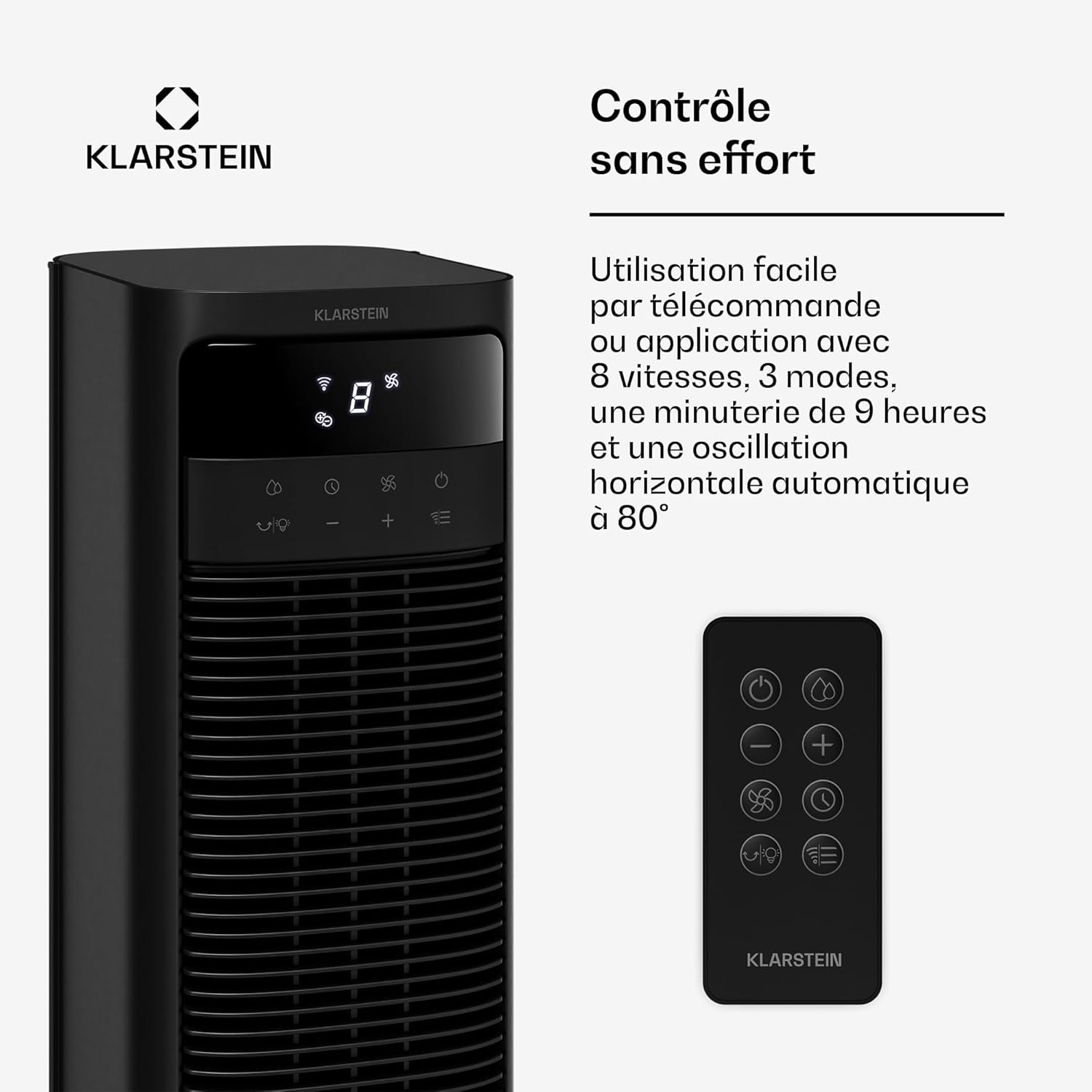 Klarstein - Rafraichisseur d’air, 4L, 8 vitesses, 35m², mobile