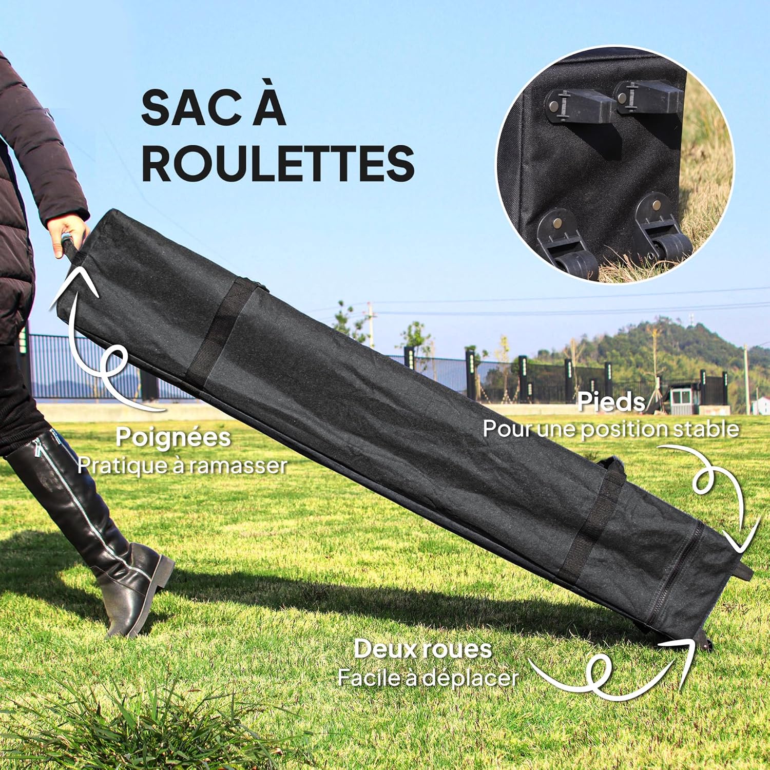 Outsunny - Tonnelle de Jardin Pop-up – 4x4m, UV 50+, double toit, moustiquaires, sac de sable, transport - BARNUM-4x4-UV