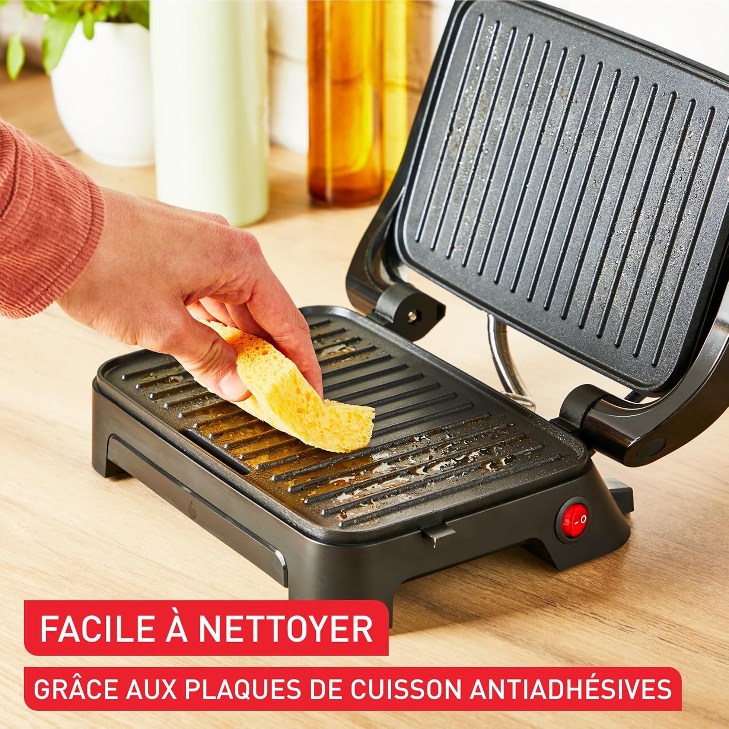 Tefal - Inicio Compact - gril et panini - plaques antiadhésives, nettoyage facile - GC270D10