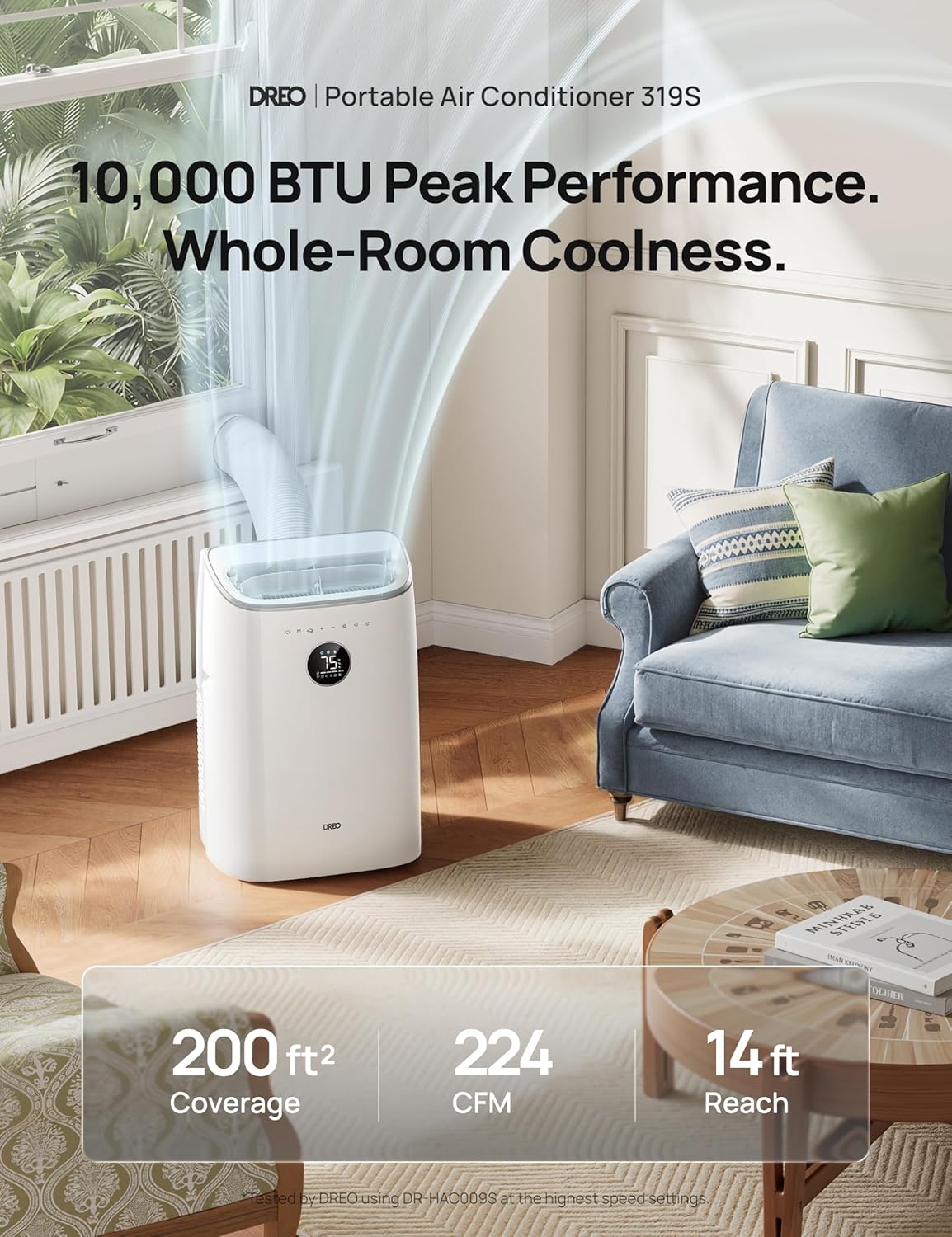 Dreo Portable Air Conditioners, AC Unit for Bedroom with Drainage-free Cooling, 46dB Quiet, APP/Voice/Remote, 24h Timer with Fan & Dehumidifier, Smart Air Conditioner for Room Indoors