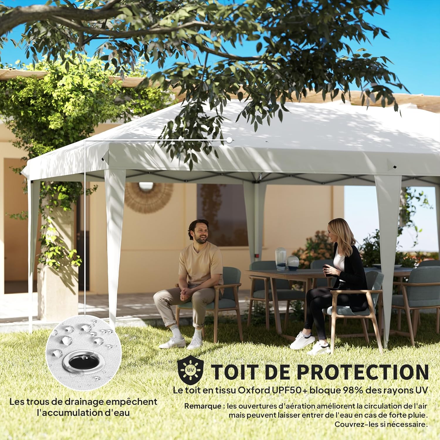 Outsunny Tonnelle de Jardin 3x6m Barnum Pliant avec Côtés Amovibles - Tente de Réception Structure en Acier Renforcée - Abri de Jardin Pop-up pour Mariage, Fête et Marché, Sac de Transport, Blanc