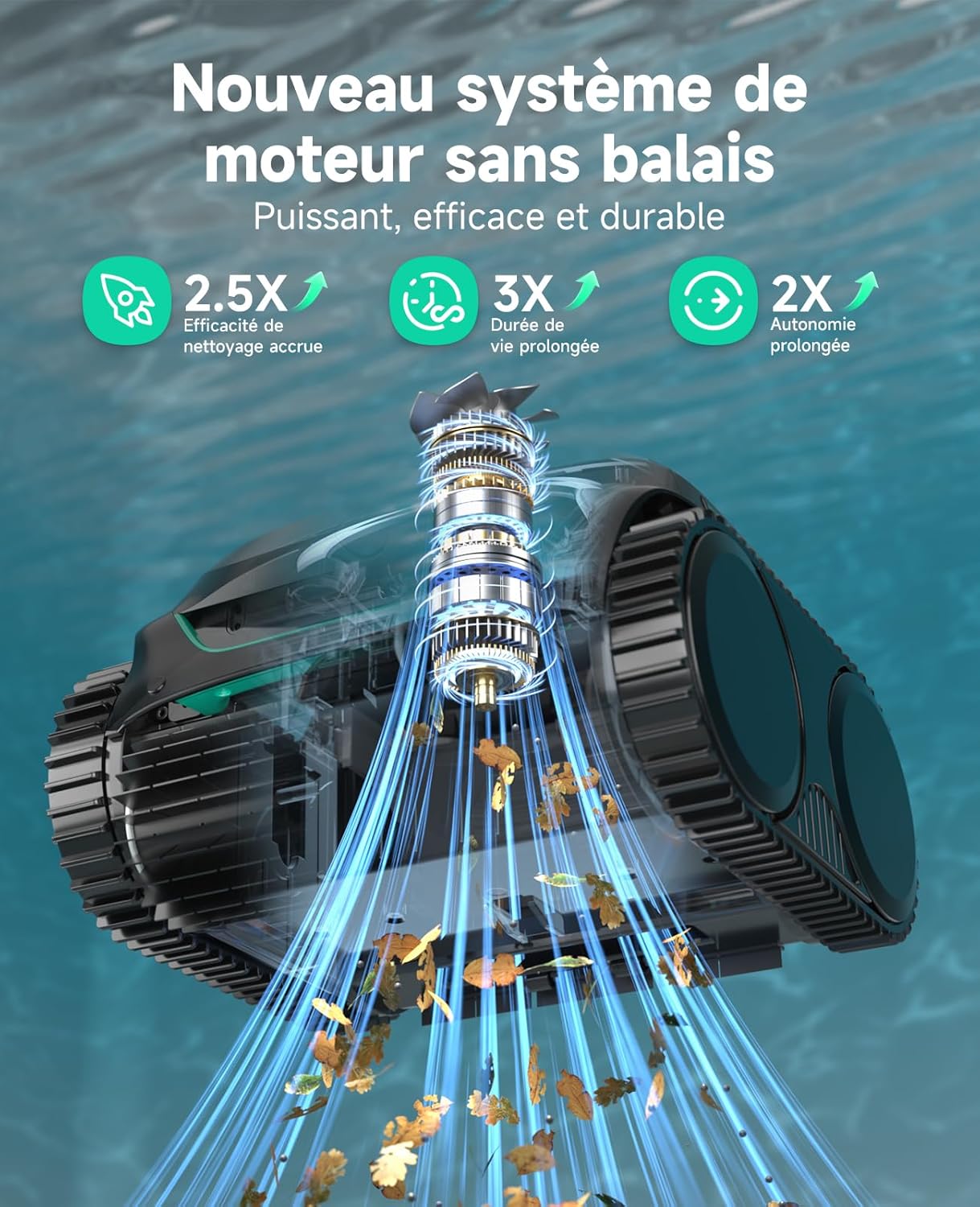WYBOT - C2 série - 150㎡ - robot piscine sans fil aspiration forte C2