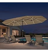 PURPLE LEAF Grand Parasol de Jardin Extérieur 4,55 x 2,7 x 2,4 m avec Pied et LED Solaire, Paraso...