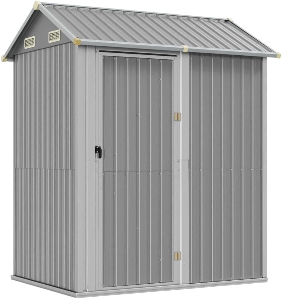 ZEYUAN Abri de Jardin Gris Clair 192x152,5x237 cm Acier galvanisé,Abris De Jardin,Abri De Stockage pour Jardin,Abri D'Outils De Jardin