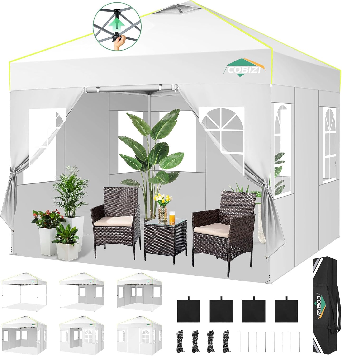 Cobizi - Tonnelle Pliante 3x3m - Imperméable, Ventilation, Idéal Jardin - BAR-3005