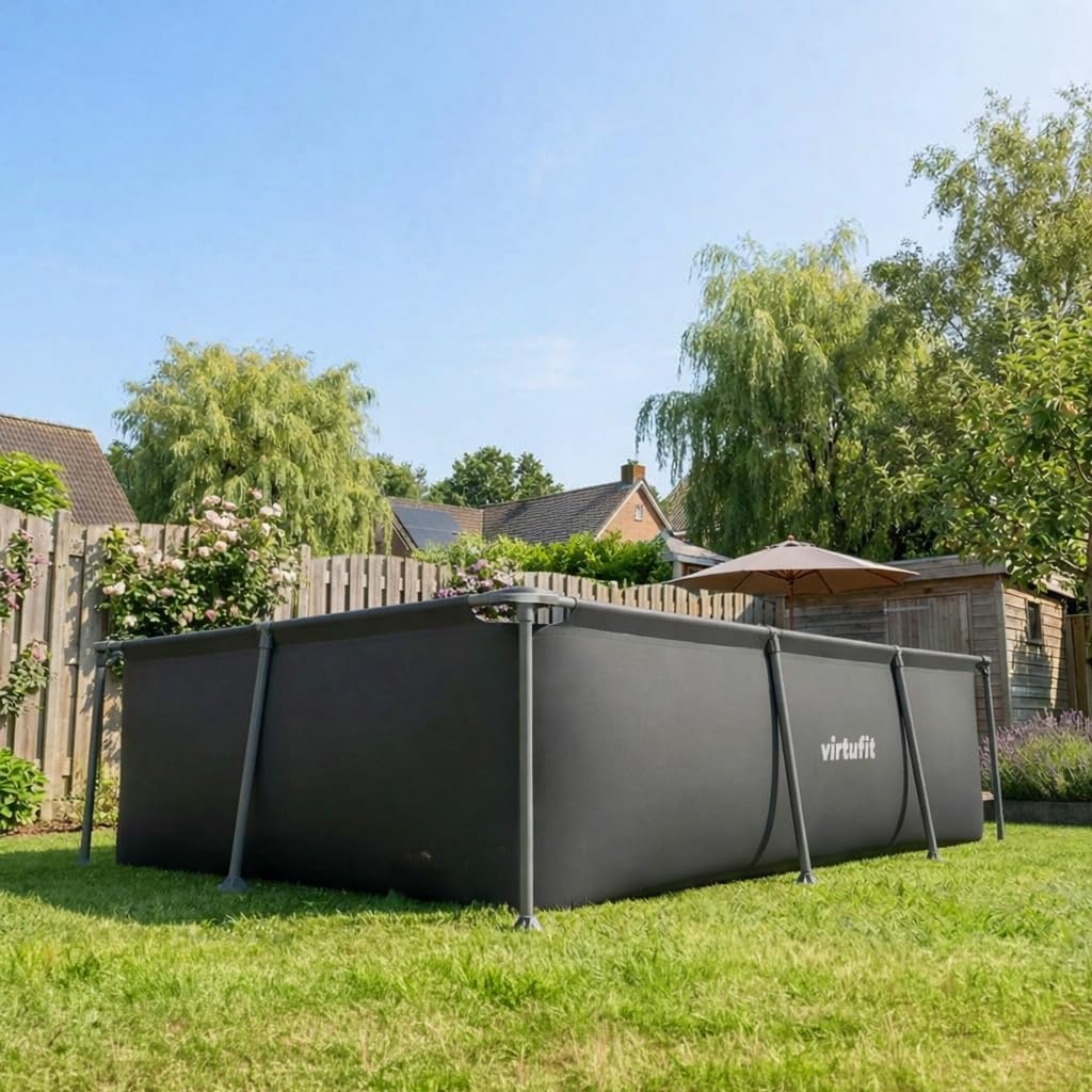 VirtuFit Piscine (Noir, 260 x 180 x 66 cm - Komplettpaket, Ronde)