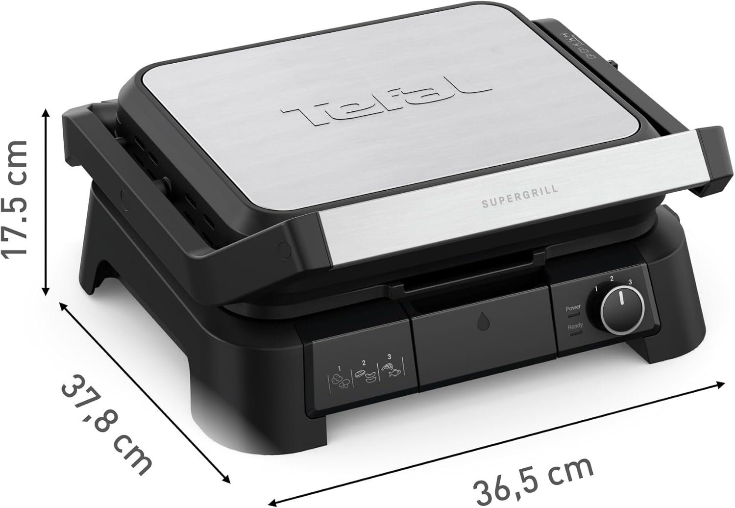 Tefal - SuperGrill 3-en-1 - thermostat réglable, 3 hauteurs, 2000W, GC510DE0