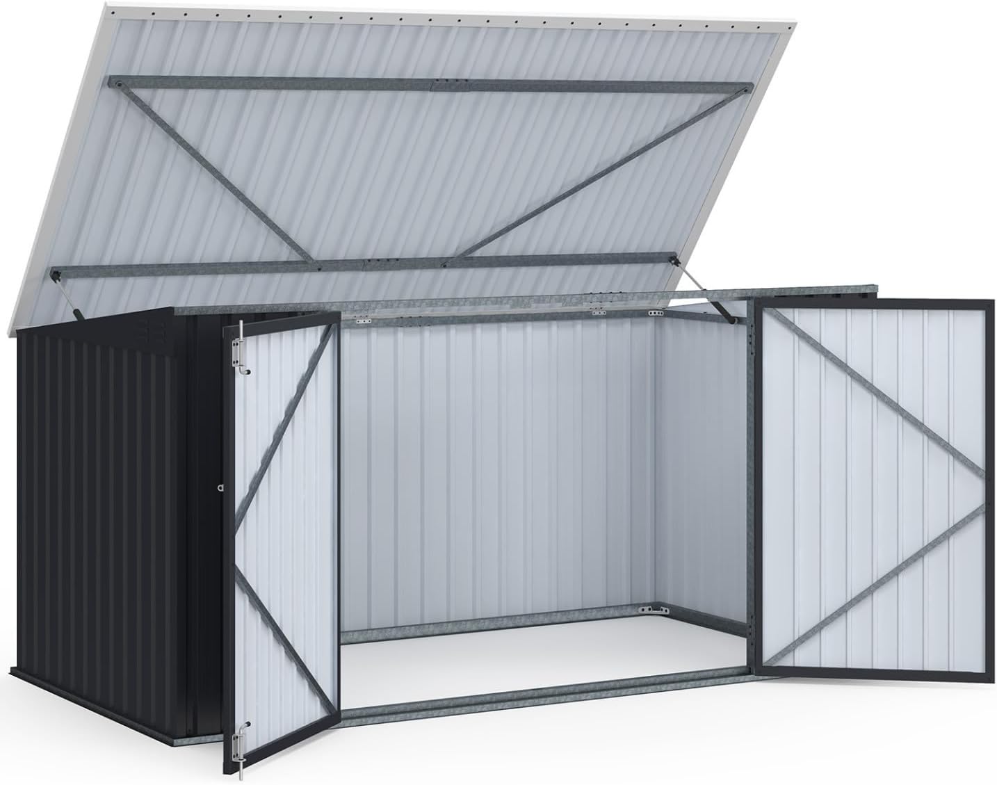 IDMarket - Abri de jardin XXL métal gris anthracite, verrouillable, multi-rangement, 340x382x180 cm