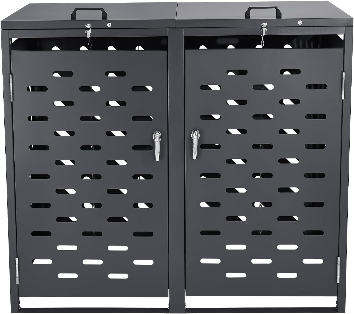 VEVOR Abri pour poubelles, 2 x 240 L, Rangement pour poubelles Horizontal, avec Couvercle à chaîne, boîte de Rangement à poubelles d'extérieur, étanche et verrouillable, pour Jardin, Cour et terrasse