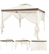COSTWAY Tonnelle 3x3, Tonnelle de Jardinen Exterieur Polyester Imperméabilisé Anti UV 50+, Tente ...