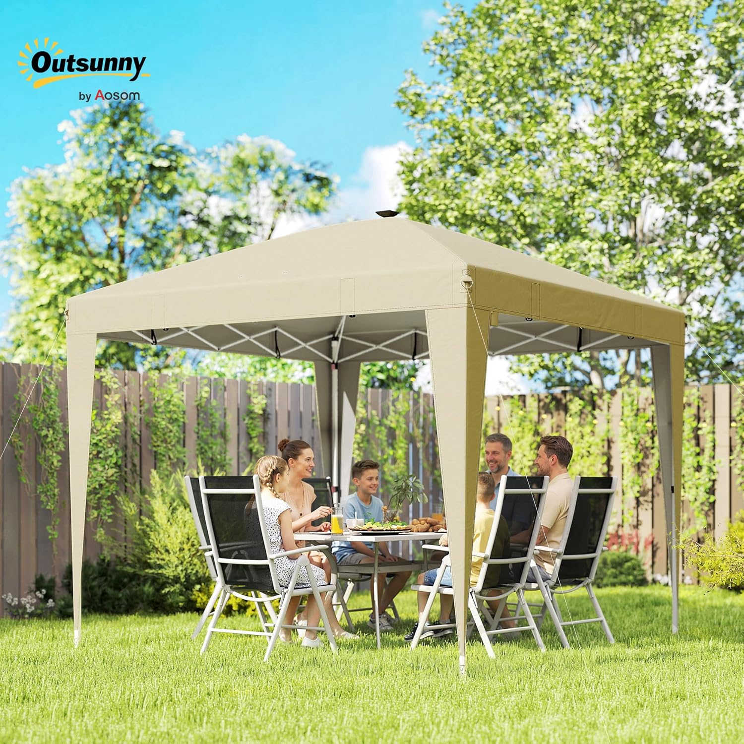 Outsunny - Tonnelle Pop-up 3x3m UV50+, éclairage, sac, réglable